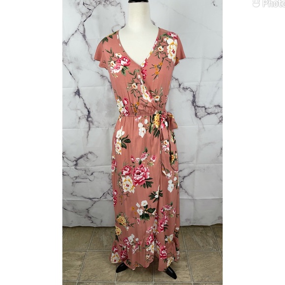 Pink Floral Maxi Dress Size S - Picture 1 of 11